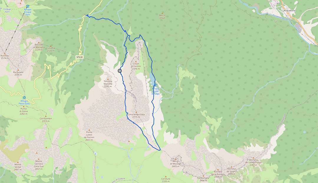 Mappa giro Croda da Lago
